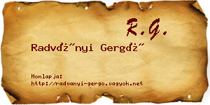 Radványi Gergő névjegykártya